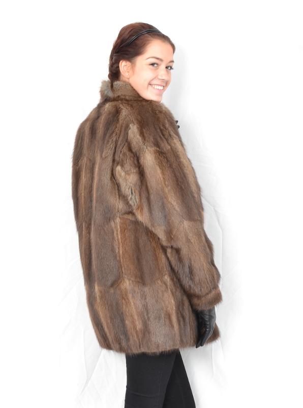 US79 Beatiful soft Muskrat fur jacket no mink Musquash coat Pelzjacke ...